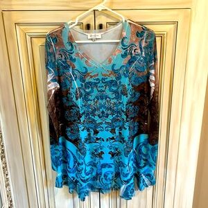 Western style pull over top with extensive sequence front by Cover Charge